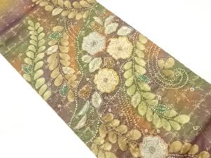 作家物　ふくれ織辻が花格子模様織出し袋帯